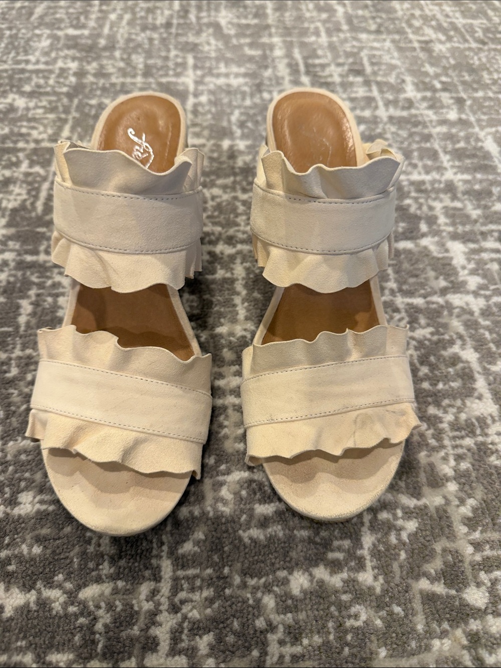 Free People Ivory Suede Ruffle Sandal - Picture 2 of 5